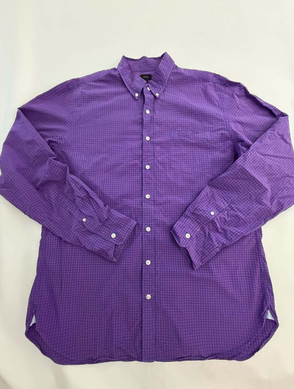 J.Crew Gingham Check Shirt XLT Purple Pink Blue Y2K Preppy Button Down